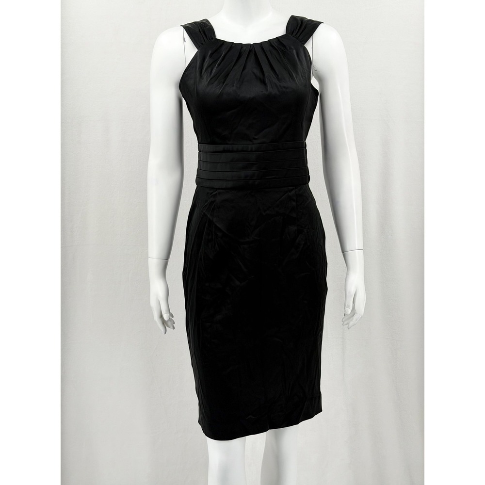 Calvin Klein Dress Womens 4‎ Black Sleeveless Pleated Sheath Cocktail Party LBD